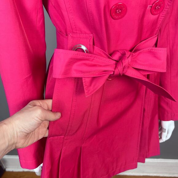 Via Spiga trench coat medium pink pleated double breasted slimming peplum - Picture 5 of 12